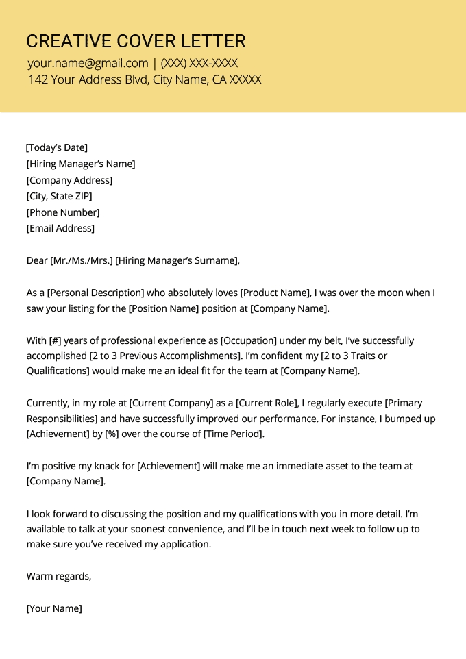 Creative Cover Letter